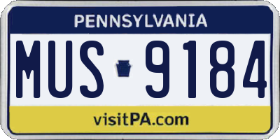 PA license plate MUS9184