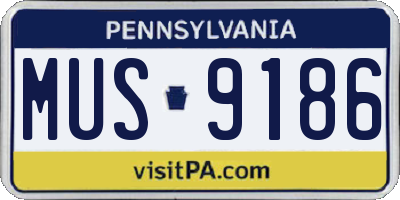 PA license plate MUS9186