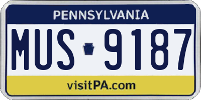 PA license plate MUS9187