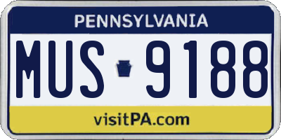 PA license plate MUS9188