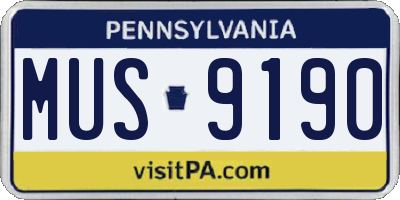 PA license plate MUS9190