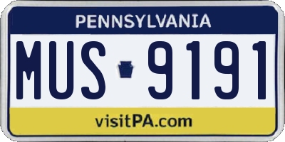 PA license plate MUS9191