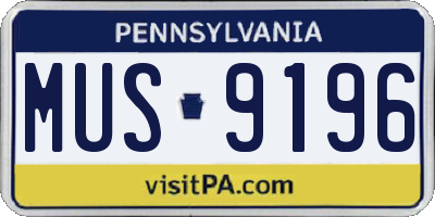 PA license plate MUS9196