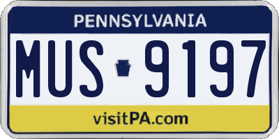 PA license plate MUS9197