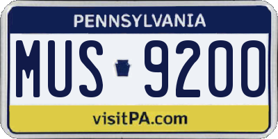 PA license plate MUS9200