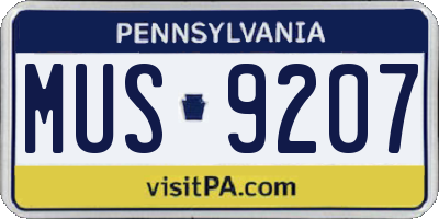 PA license plate MUS9207