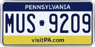 PA license plate MUS9209