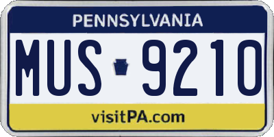 PA license plate MUS9210