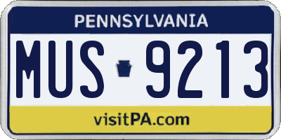 PA license plate MUS9213