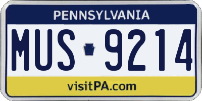 PA license plate MUS9214