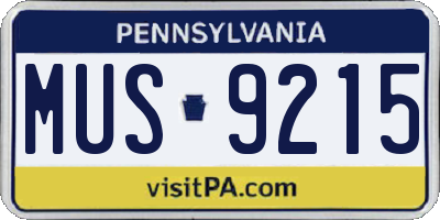 PA license plate MUS9215