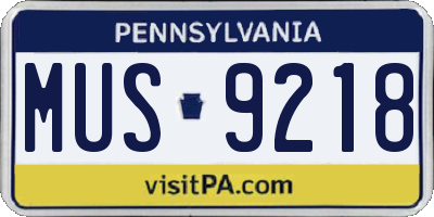 PA license plate MUS9218