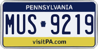 PA license plate MUS9219