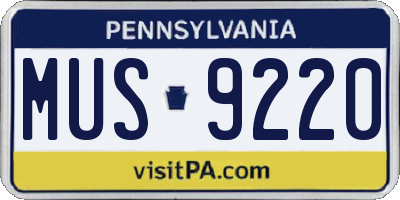PA license plate MUS9220