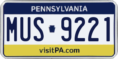 PA license plate MUS9221