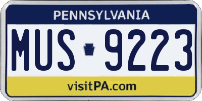PA license plate MUS9223