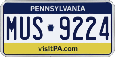 PA license plate MUS9224