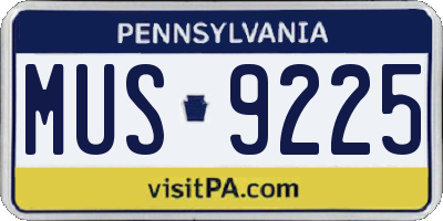PA license plate MUS9225