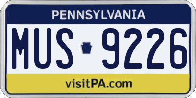 PA license plate MUS9226