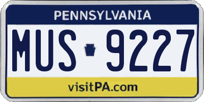 PA license plate MUS9227
