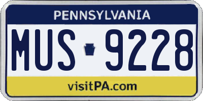 PA license plate MUS9228