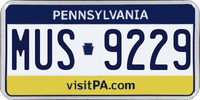 PA license plate MUS9229