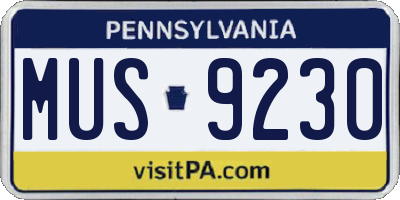 PA license plate MUS9230