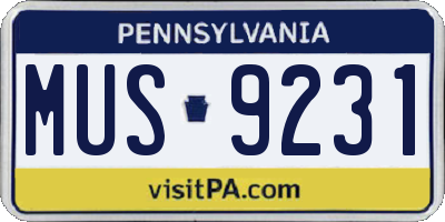 PA license plate MUS9231