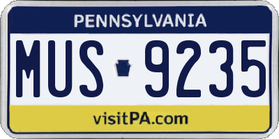 PA license plate MUS9235