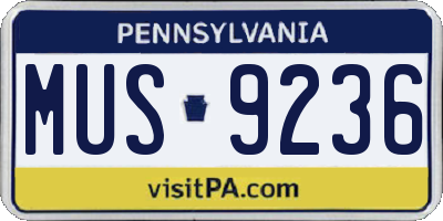 PA license plate MUS9236