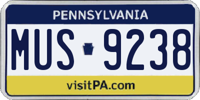 PA license plate MUS9238