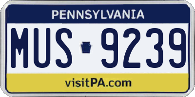 PA license plate MUS9239