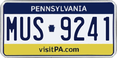 PA license plate MUS9241