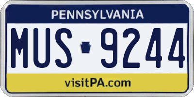 PA license plate MUS9244