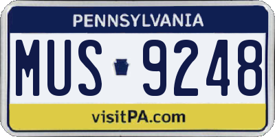 PA license plate MUS9248