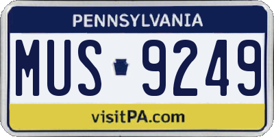 PA license plate MUS9249