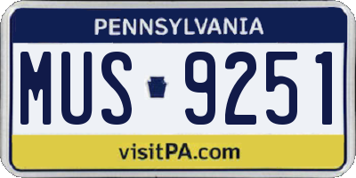 PA license plate MUS9251