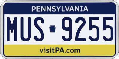 PA license plate MUS9255