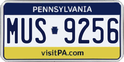 PA license plate MUS9256