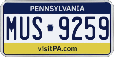 PA license plate MUS9259