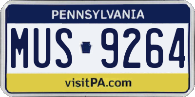 PA license plate MUS9264