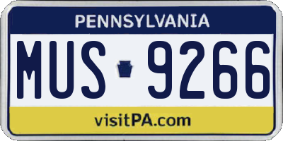 PA license plate MUS9266