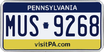 PA license plate MUS9268