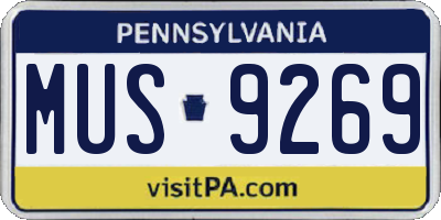 PA license plate MUS9269