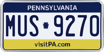 PA license plate MUS9270