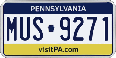 PA license plate MUS9271