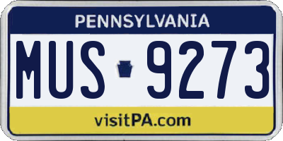 PA license plate MUS9273