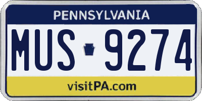 PA license plate MUS9274