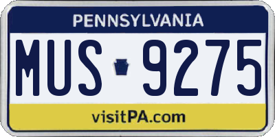 PA license plate MUS9275