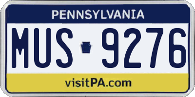 PA license plate MUS9276